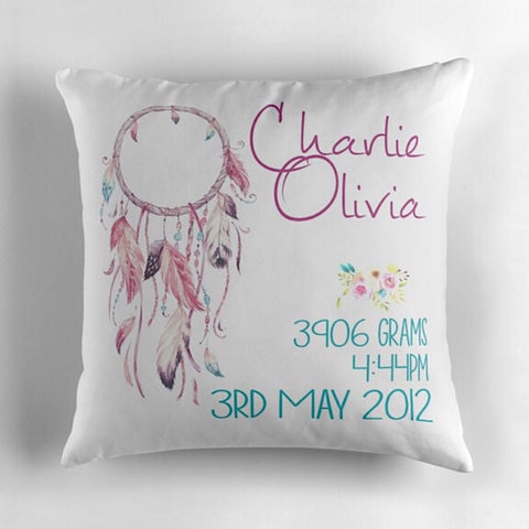 Dreamcatcher Birth Announcement Cushion