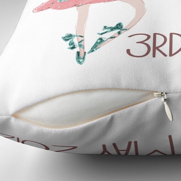 Pink Ballerina Birth Announcement Cushion