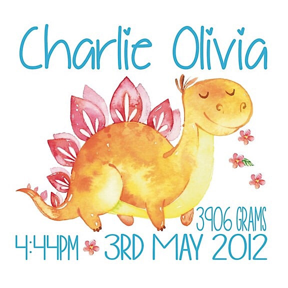 Stegosaurus Birth Announcement Cushion
