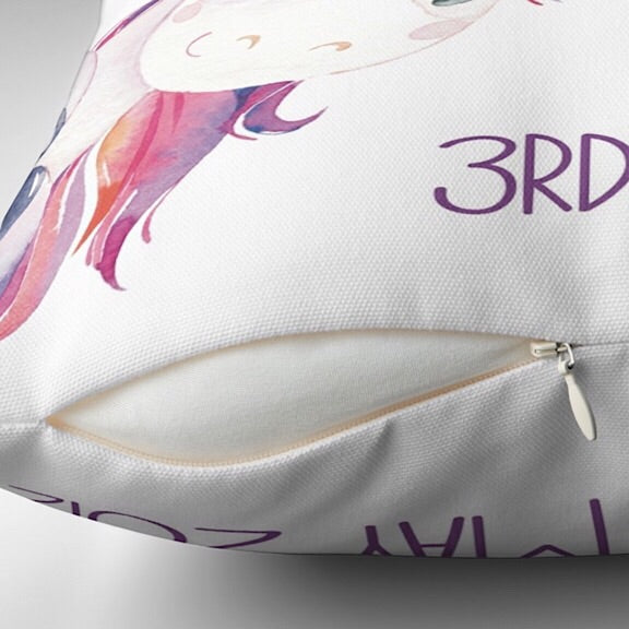 Peeking Unicorn Birth Announcement Cushion