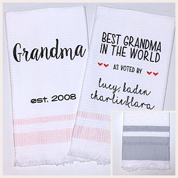 Grandma 2-pack of Tea Towels with Grey Edge