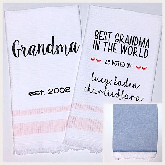 Grandma 2-pack of Tea Towels in Navy