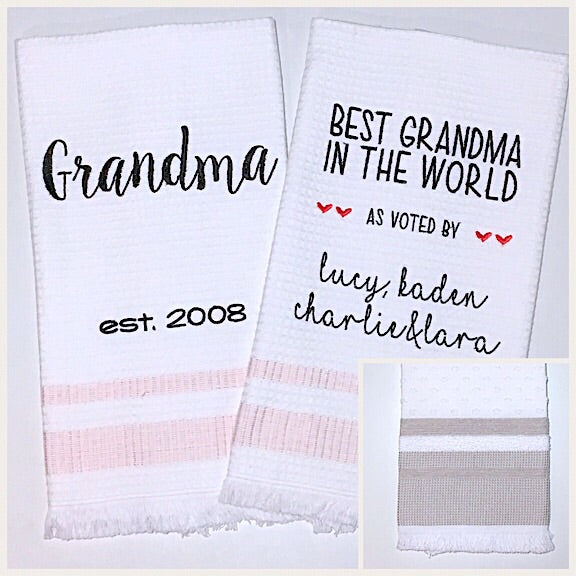 Grandma 2-pack of Tea Towels with Stone Edge