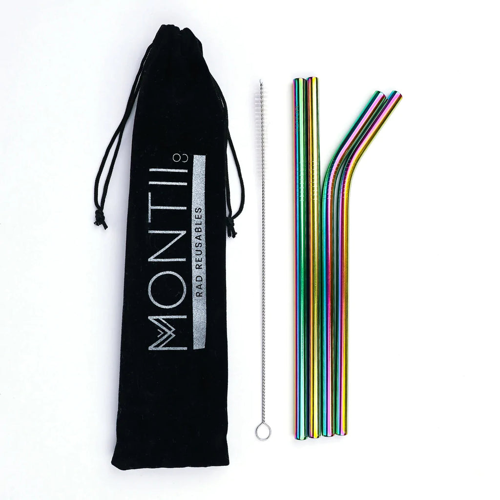 Montiico Stainless Steel Straw Set - Rainbow
